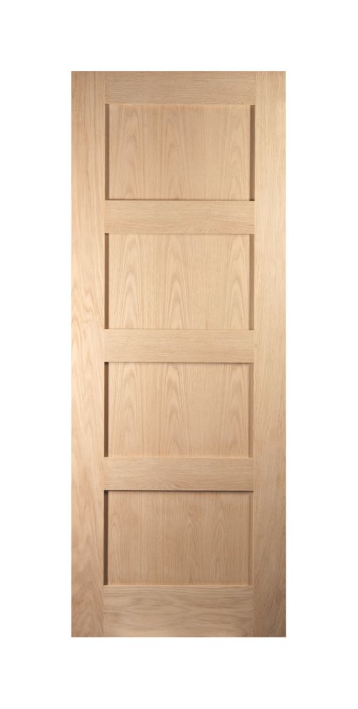 Image of Jeld-Wen Unfinished Oak Veneer Wooden 4-Panel Shaker Internal Door 2040mm x 726mm 