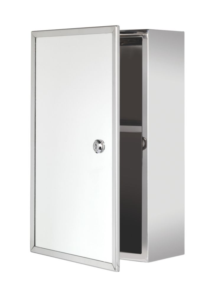 Image of Croydex Lockable 1-Door Bathroom Medicine Cabinet 250mm x 130mm x 400mm 