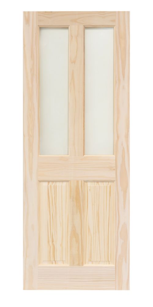 Image of Victorian 2-Clear Light Unfinished Pine Wooden 2-Panel Internal Door 1981mm x 838mm 