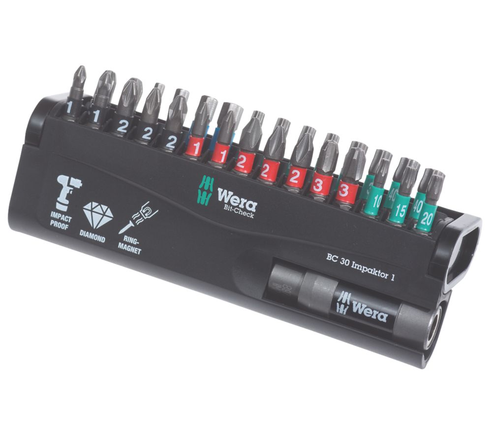 Image of Wera Bit-Check 1/4" Hex Shank Mixed Impaktor TriTorsion Screwdriver Bit Set 30 Pieces 
