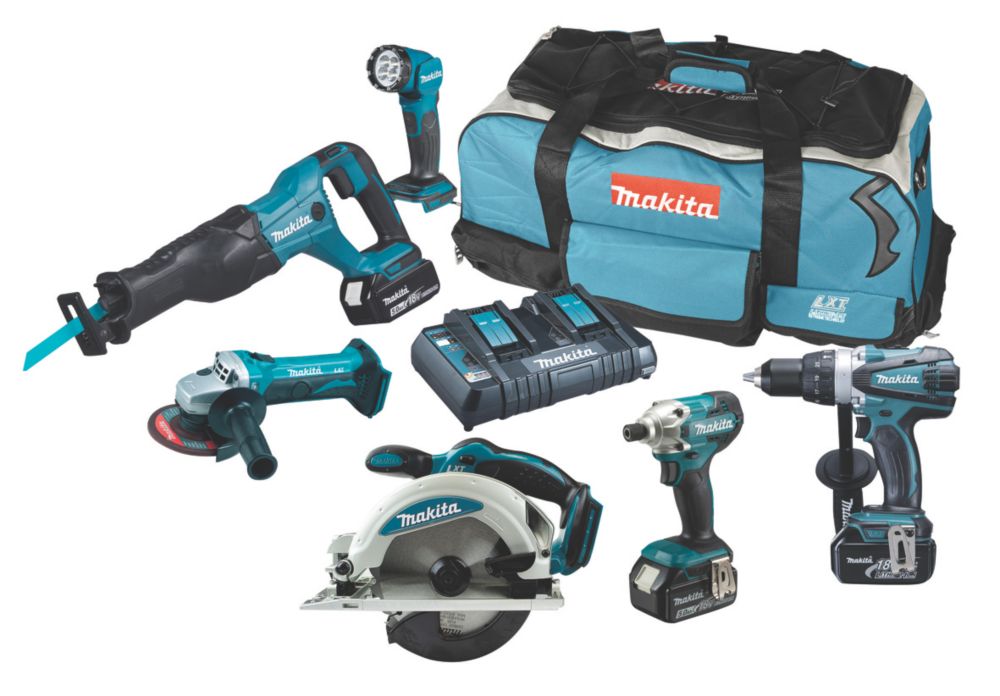 Image of Makita DLX6117TX1 18V 3 x 5.0Ah Li-Ion LXT Cordless 6-Piece Kit 
