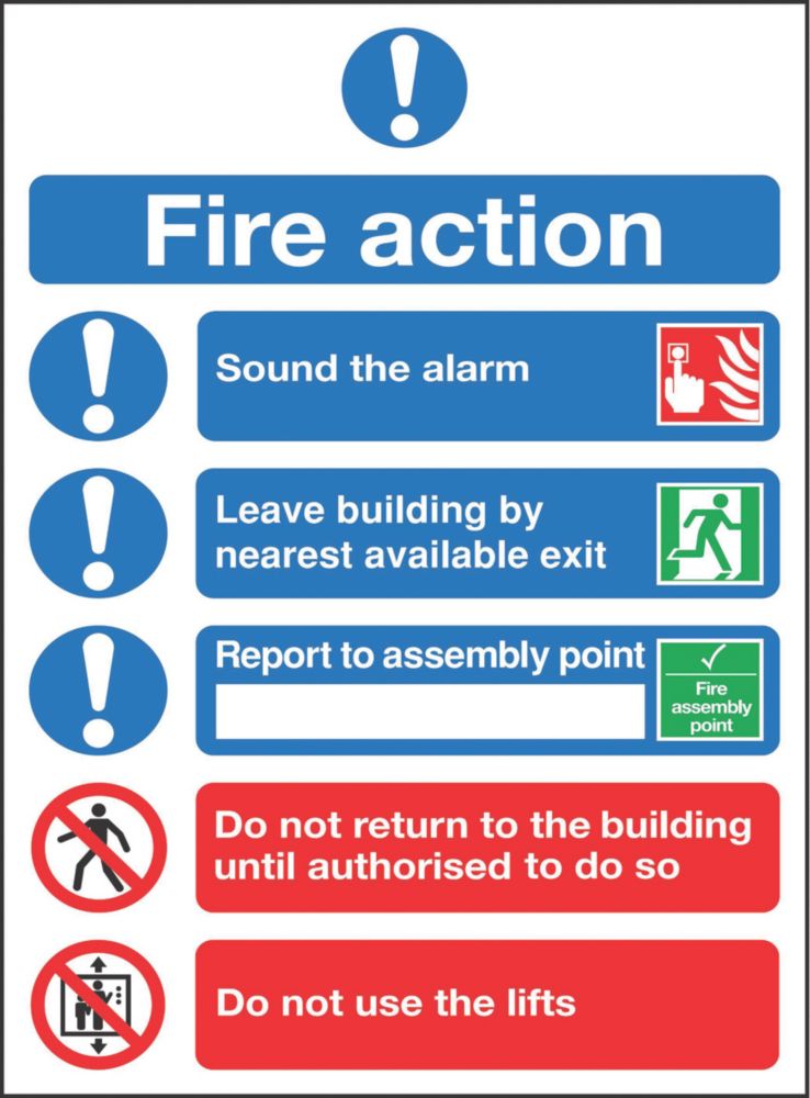 Image of Non Photoluminescent "Fire Action" Notice Sign 300mm x 250mm 