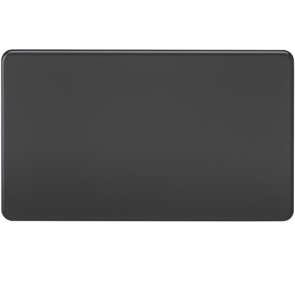 Image of Knightsbridge 2-Gang Blanking Plate Matt Black 