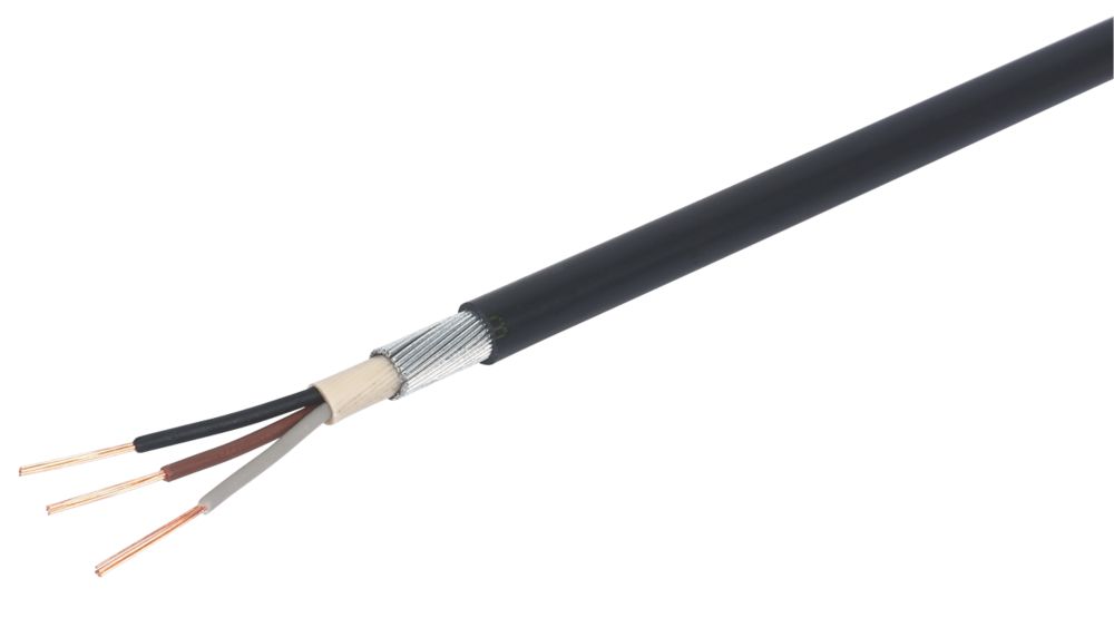 Image of Prysmian 6943X Black 3-Core 1.5mmÂ² Armoured Cable 10m Coil 