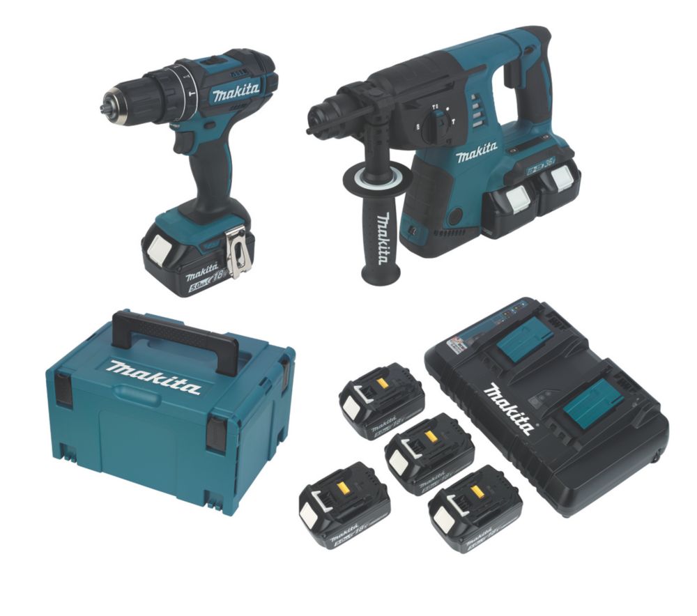 Image of Makita DLX2137PTJ 18V 4 x 5.0Ah Li-Ion LXT Cordless Twin Pack 