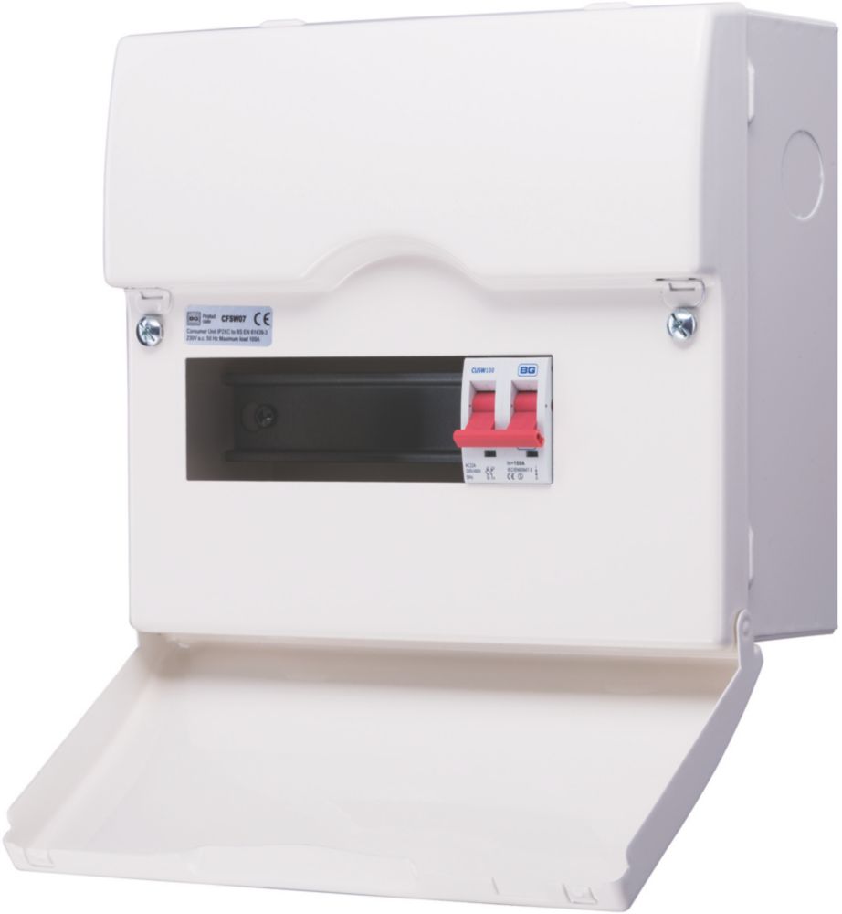 Image of British General CFSW07 9-Module 7-Way Part-Populated Main Switch Consumer Unit 