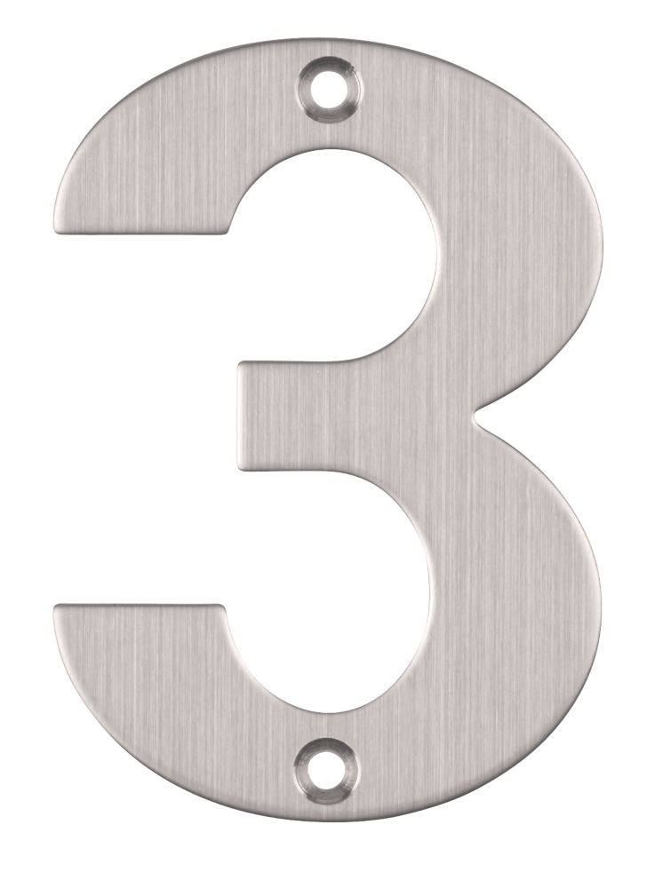 Image of Eclipse Door Numeral 3 Satin Stainless Steel 102mm 