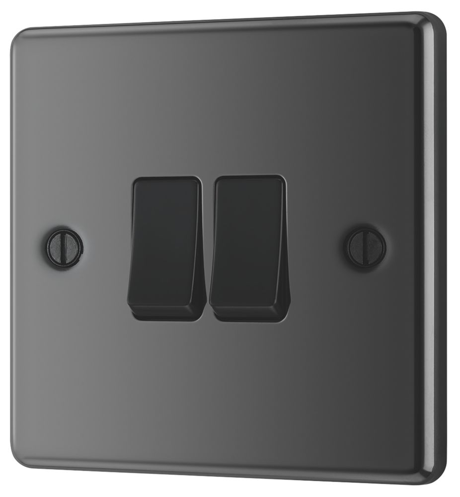 Image of LAP 10AX 2-Gang 2-Way Light Switch Black Nickel with Black Inserts 