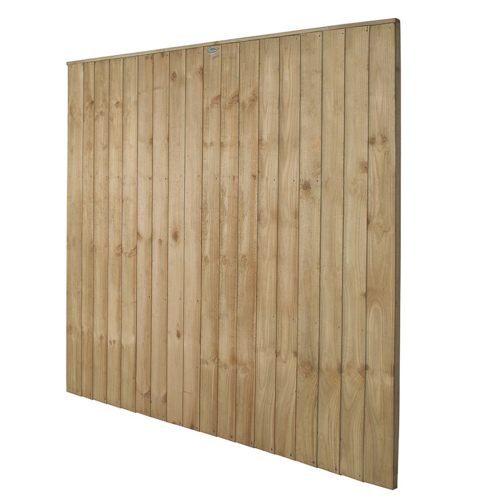 Image of Forest Vertical Board Closeboard Garden Fencing Panel Natural Timber 6' x 6' Pack of 4 
