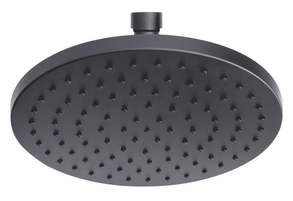 Image of Swirl Fixed Shower Head Matt Black 250mm 
