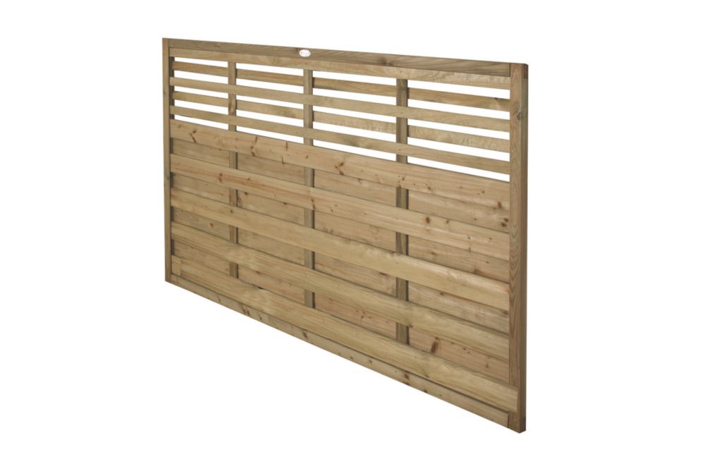 Image of Forest Kyoto Slatted Top Fence Panels Natural Timber 6' x 4' Pack of 9 