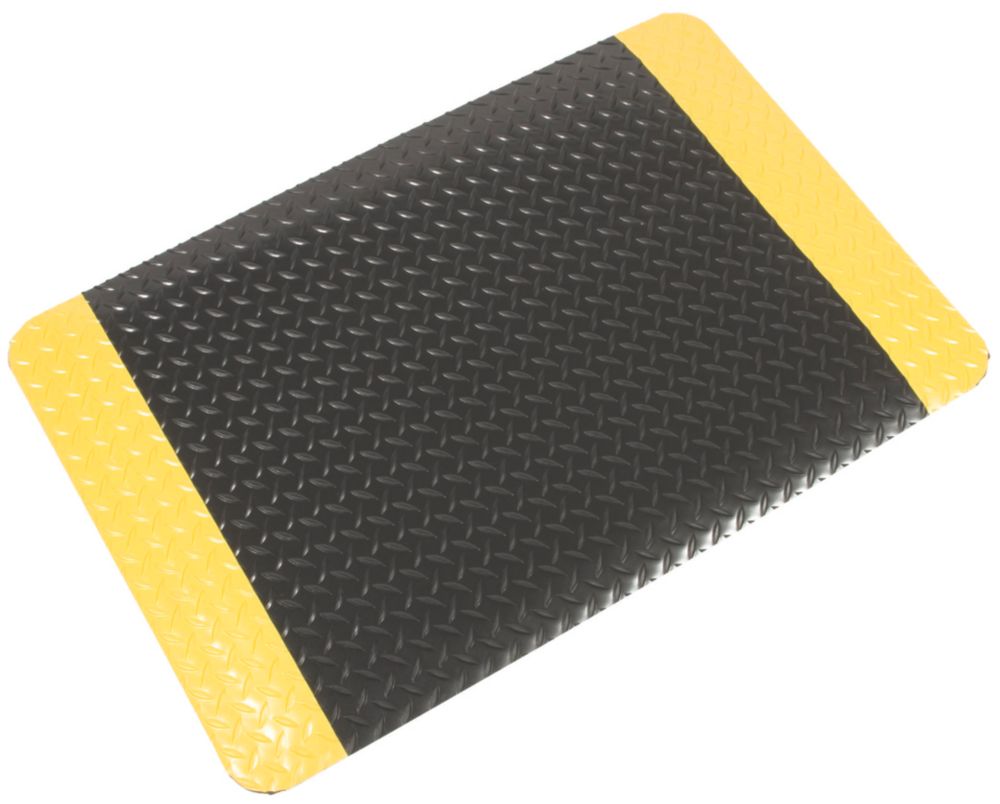 Image of COBA Europe Safety Deckplate Anti-Fatigue Floor Mat Black / Yellow 0.9m x 0.6m x 14mm 