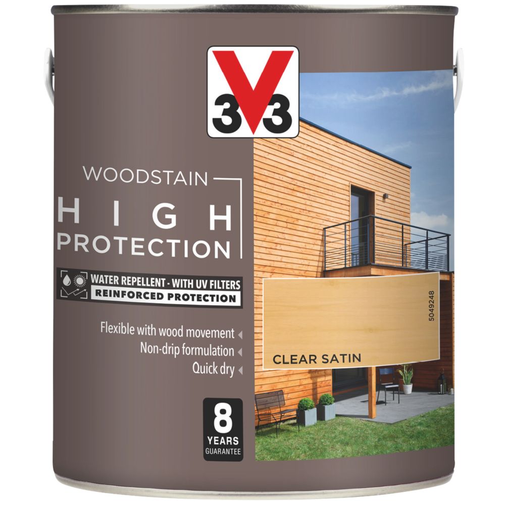Image of V33 High-Protection Exterior Woodstain Satin Clear 2.5Ltr 