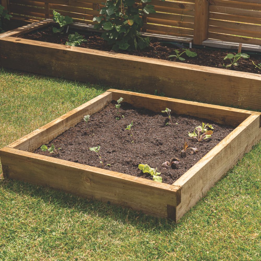 Image of Forest Square Raised Bed Natural Timber 900mm x 900mm x 140mm 