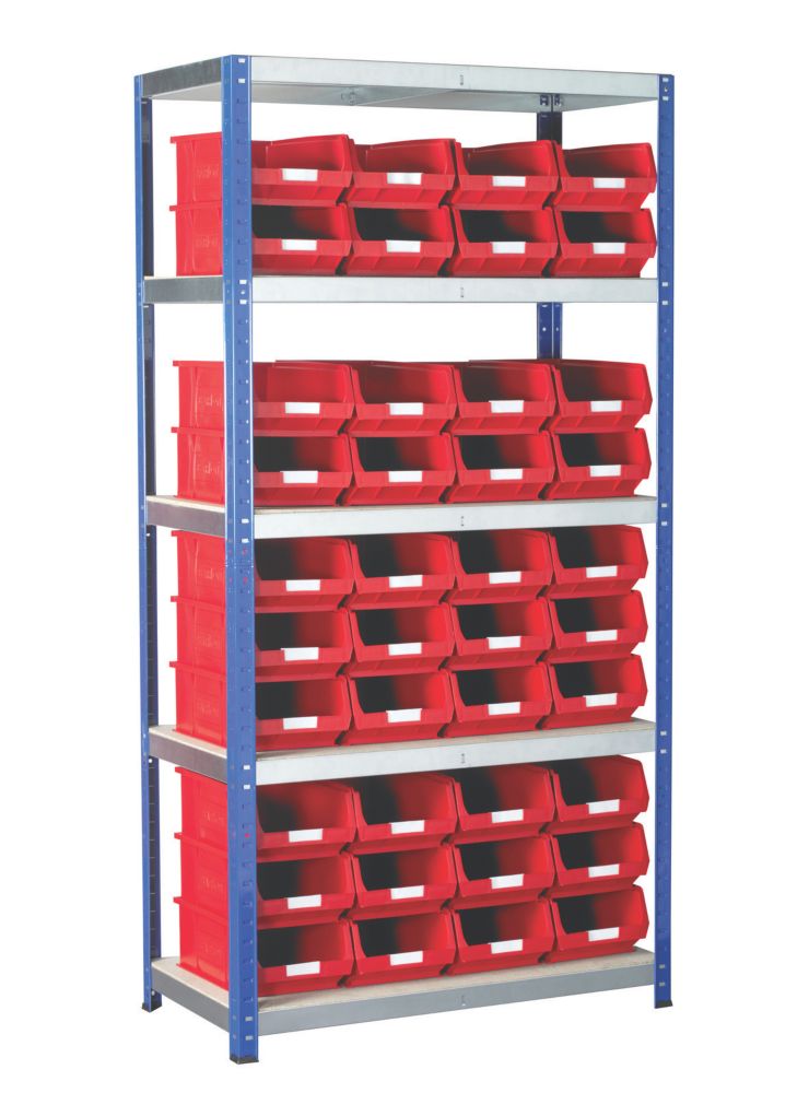 Image of Barton Ecorax Shelving Red 900mm x 450mm x 1800mm 