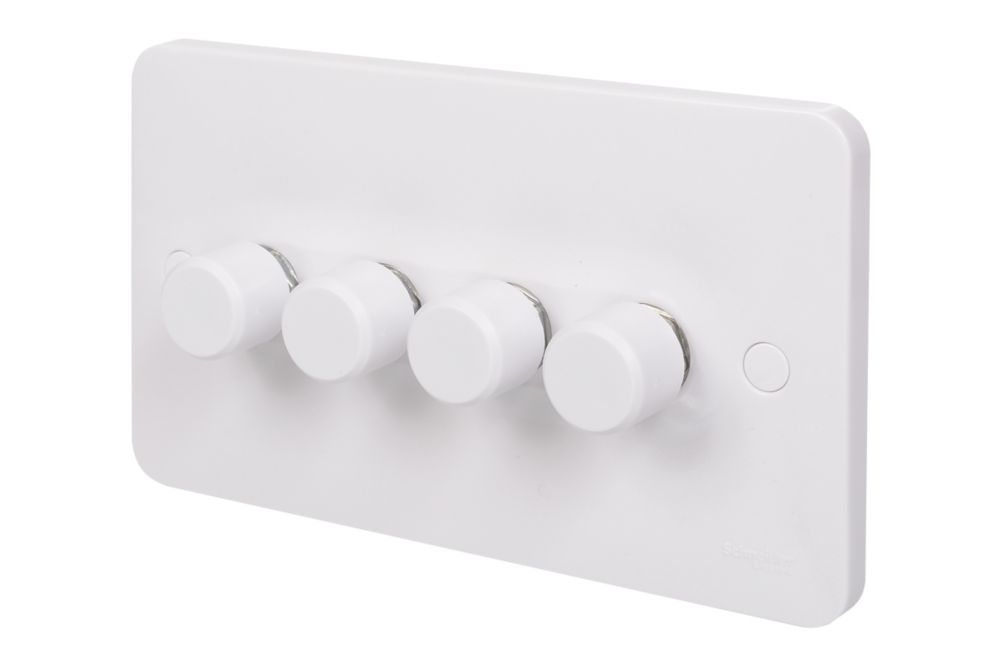 Image of Schneider Electric Lisse 4-Gang 2-Way Dimmer Switch White 