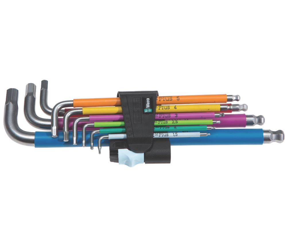 Image of Wera L-Keys Metric Multicolour Stainless Steel Hex-Plus Set 9 Pieces 