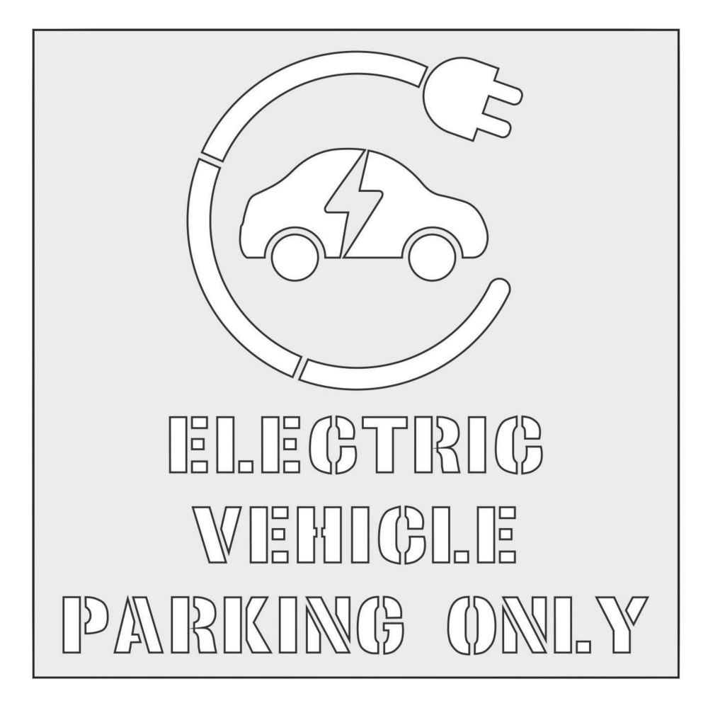 Image of "Electric Vehicle Parking Only" with Symbol Floor Stencil 