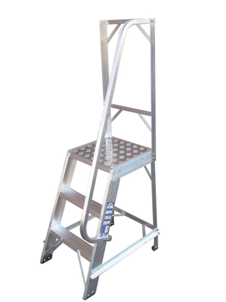 Image of Aluminium 5-Treads Single-Sided Fixed Warehouse Steps 1.22m 