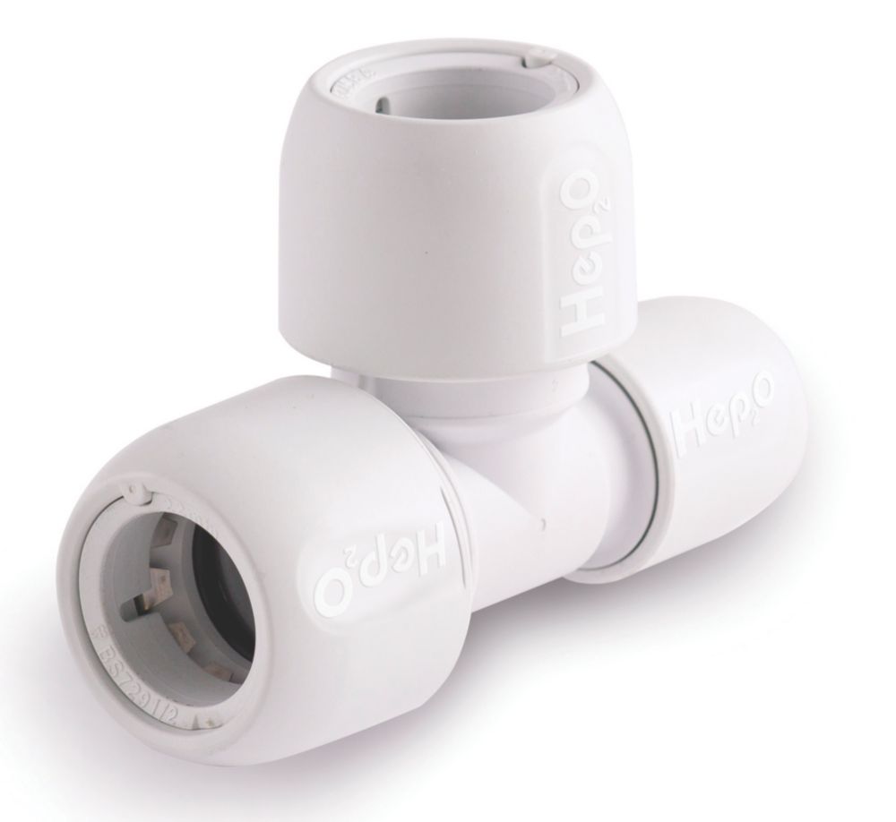 Image of Hep2O Plastic Push-Fit Reducing Tees 22mm x 15mm x 22mm 5 Pack 