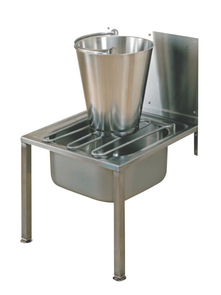 Image of 1 Bowl Stainless Steel Floor-Standing Bucket Sink with Splashback 500mm x 517mm 