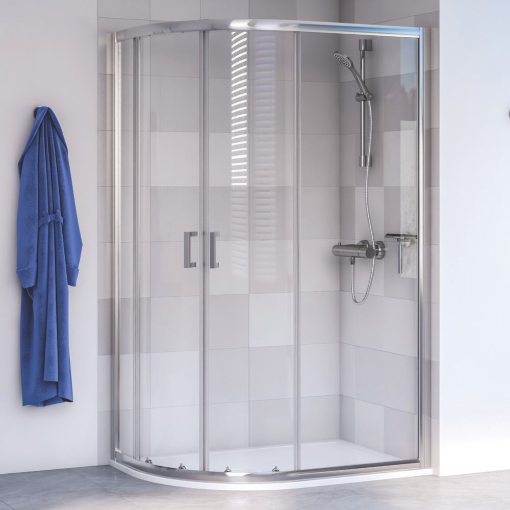 Image of Aqualux Edge 6 Semi-Frameless Offset Quadrant Shower Enclosure LH/RH Polished Silver 1200mm x 800mm x 1900mm 