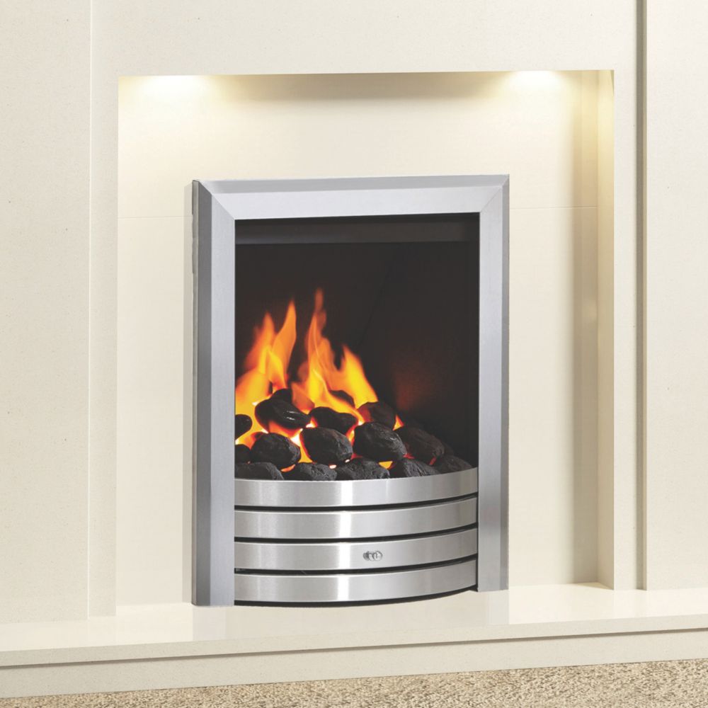 Image of Be Modern Design Brushed Steel Rotary Control Inset Gas Manual Fire 510mm x 173mm x 605mm 