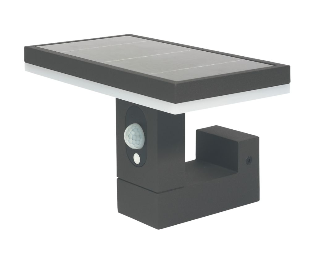 Image of 4lite Outdoor LED Solar Wall Light With PIR Sensor Graphite 230lm 
