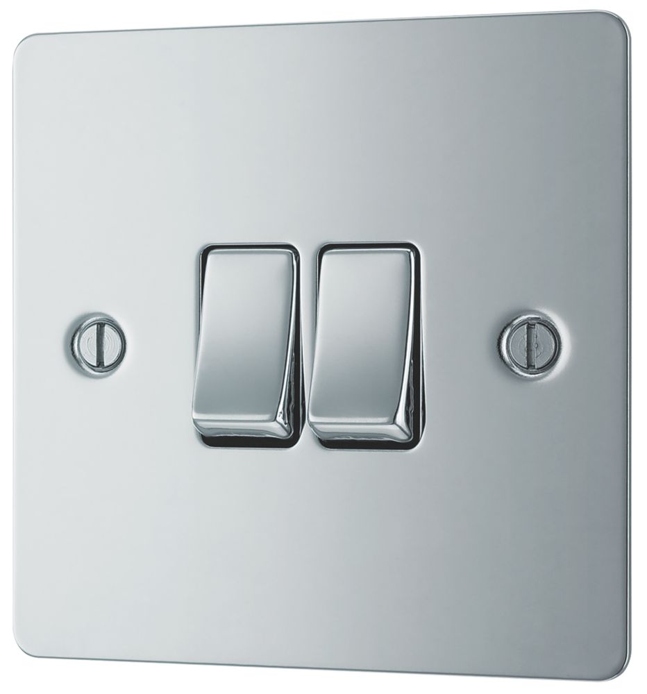 Image of LAP 10AX 2-Gang 2-Way Light Switch Polished Chrome 