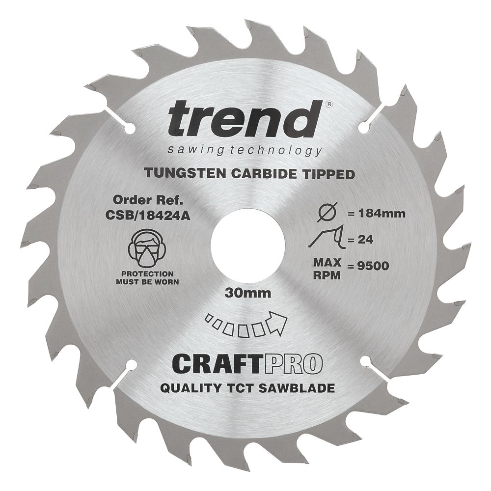 Image of Trend CraftPro Wood/Chipboard/MDF Circular Saw Blade 184mm x 30mm 24T 