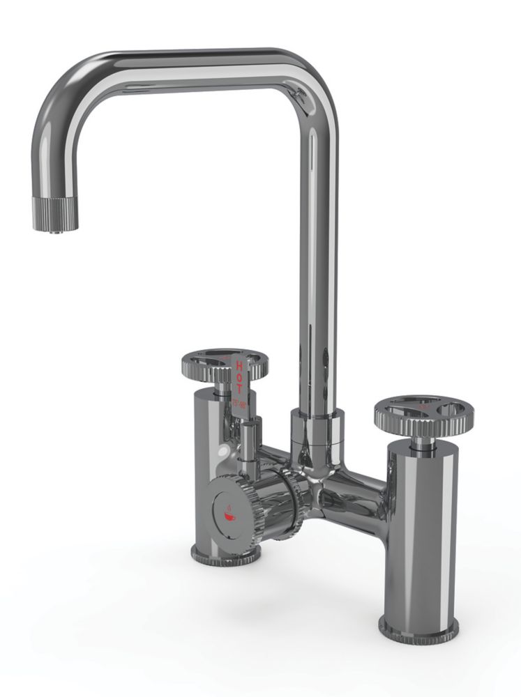 Image of ETAL Industrial Bridge 3-in-1 Hot Water Kitchen Tap Polished Chrome 