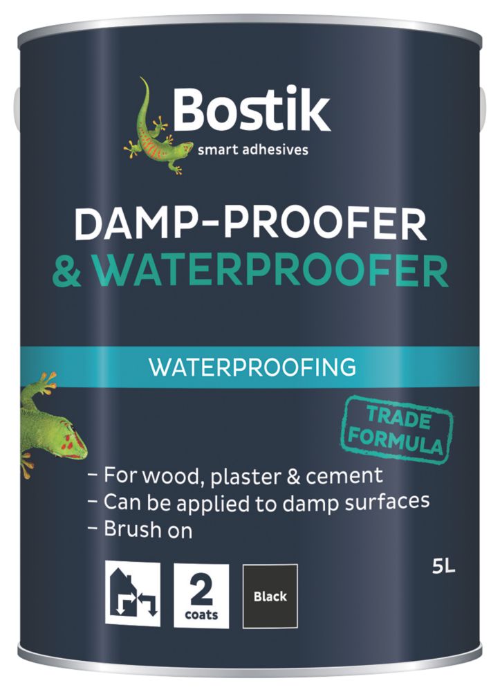 Image of Bostik Aquaprufe Flexible Damp-Proofer & Waterproofer Black 5Ltr 
