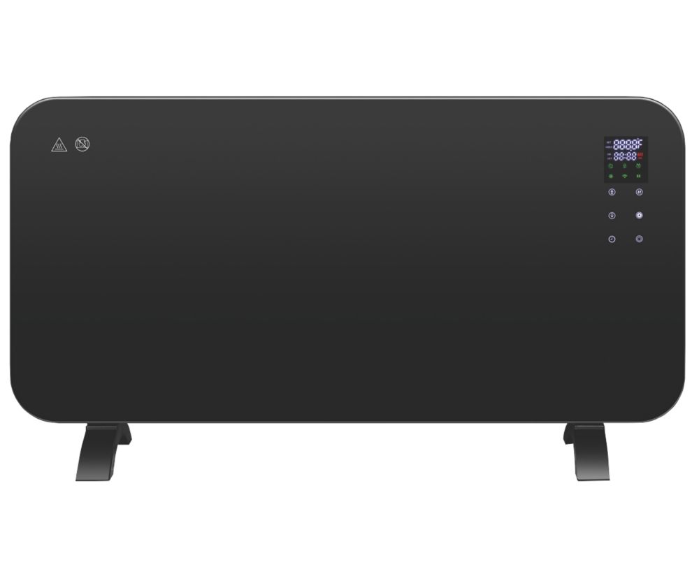 Image of TCP Freestanding or Wall-Mounted Smart Wi-Fi Glass Panel Heater Black 1.5kW 