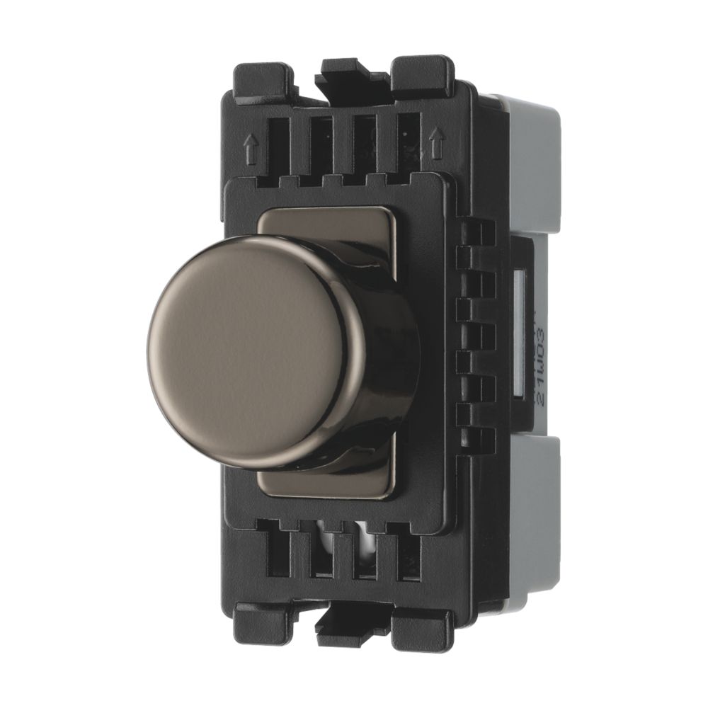 Image of British General Nexus Grid 2-Way LED Grid Dimmer Switch Black Nickel with Colour-Matched Inserts 