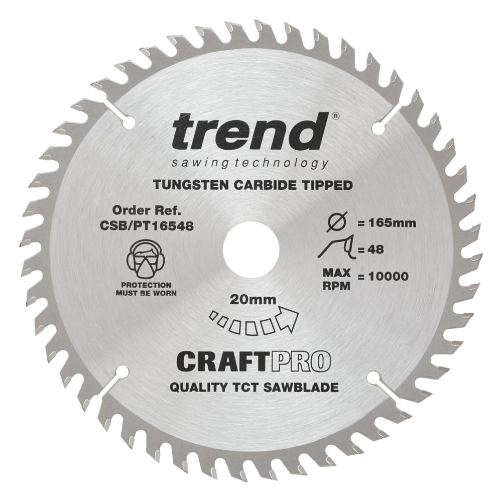 Image of Trend CraftPro CSB/PT16548 Wood Plunge Saw Blade 165mm x 20mm 48T 