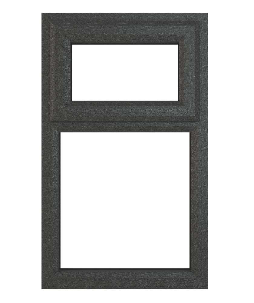 Image of Crystal Top Opening Clear Triple-Glazed Casement Anthracite on White uPVC Window 610mm x 1190mm 