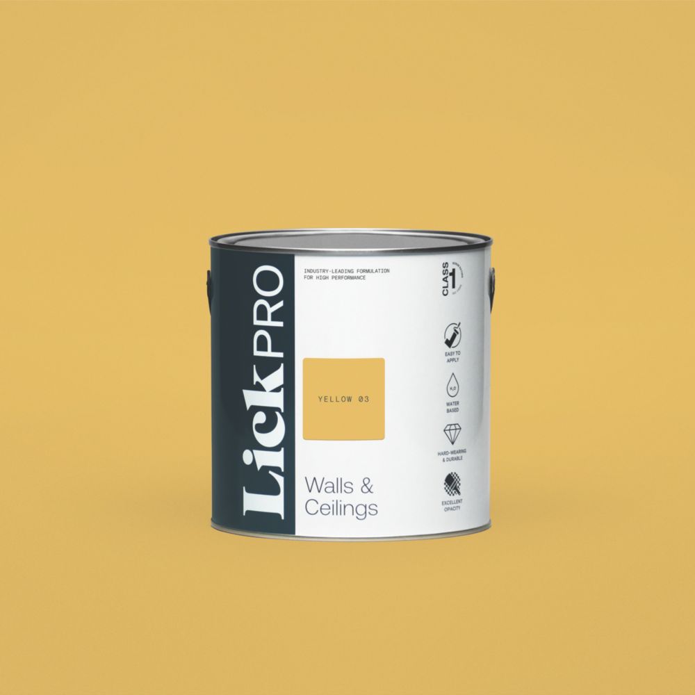 Image of LickPro Matt Yellow 03 Emulsion Paint 2.5Ltr 