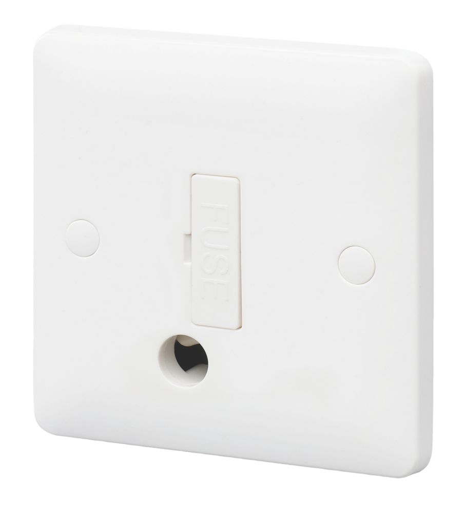 Image of MK Base 13A Unswitched Fused Spur & Flex Outlet White with White Inserts 