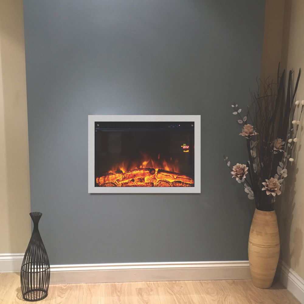 Image of Focal Point Medford Chrome Remote Control Inset Electric Wall Fire 610mm x 205mm x 460mm 