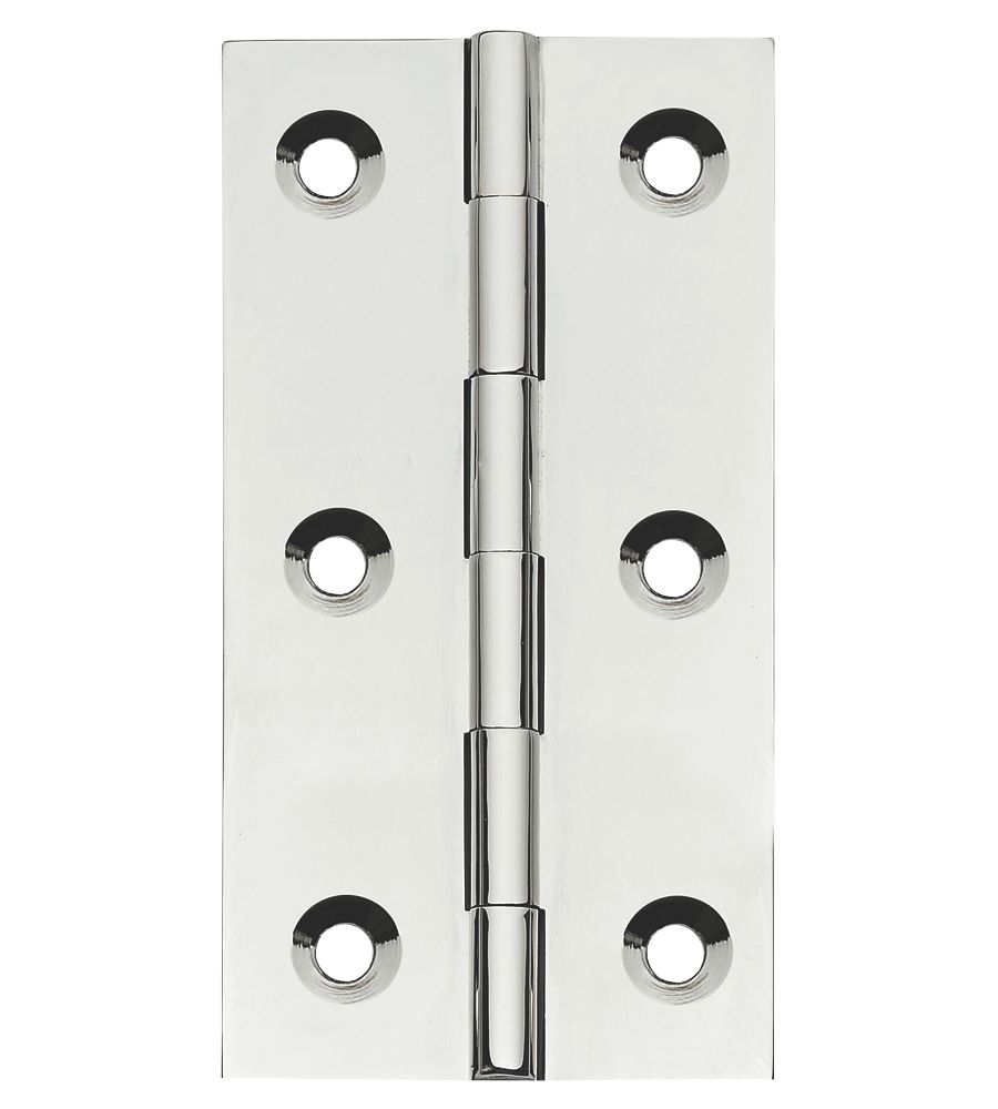 Image of Polished Chrome Solid Drawn Butt Hinges 76mm x 41mm 2 Pack 