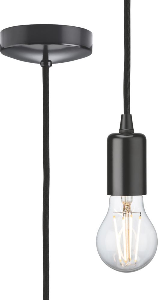 Image of Knightsbridge Contemporary Long Pendant Matt Black 