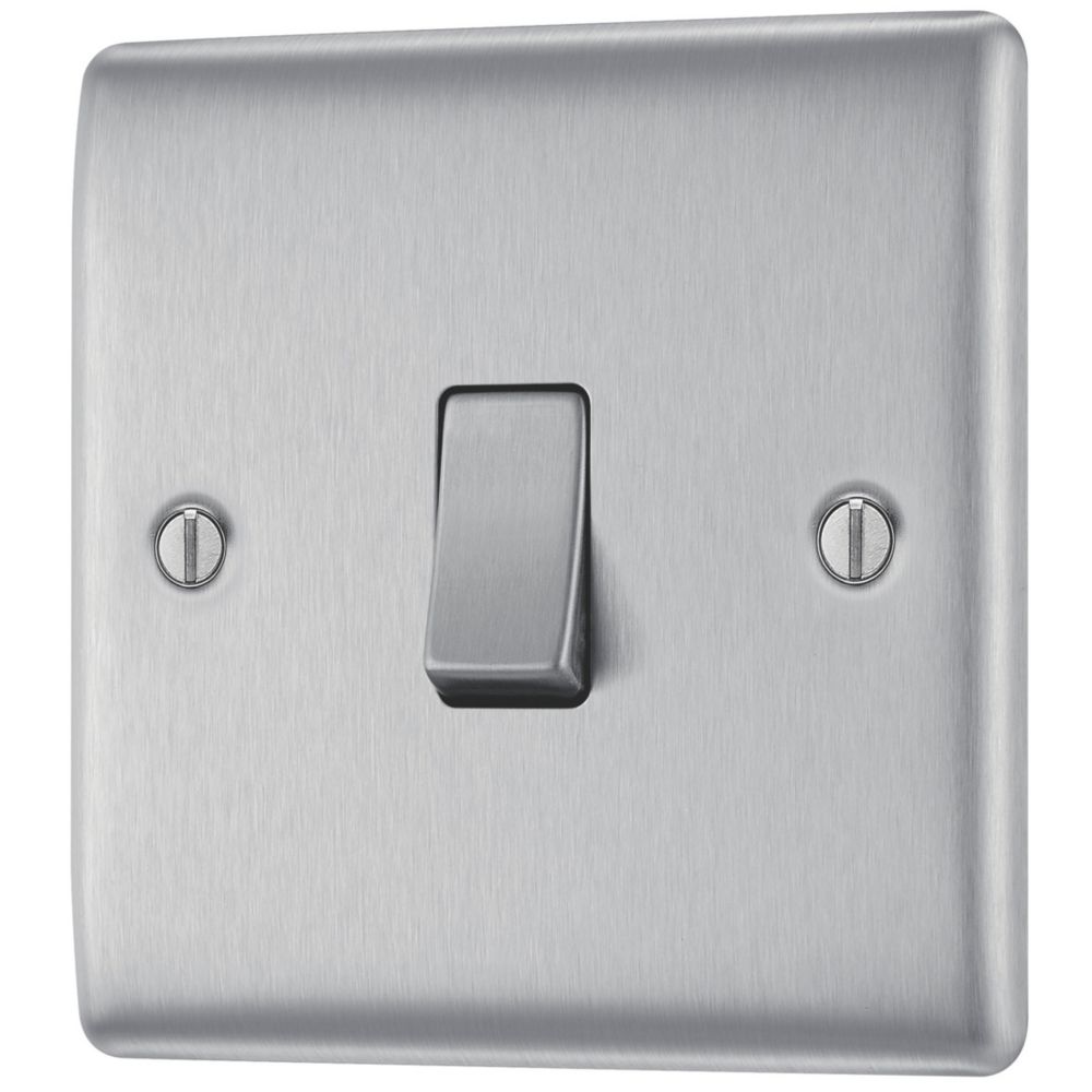 Image of British General Nexus Metal 10AX 1-Gang Intermediate Switch Brushed Stainless Steel 