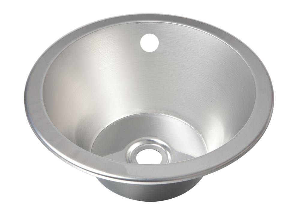 Image of 1 Bowl Stainless Steel Round Inset Sink 355mm x 305mm 