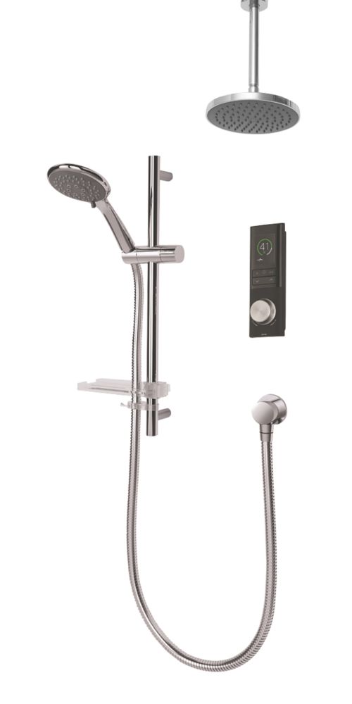 Image of Triton H2ome Gravity-Pumped Ceiling & Rear Fed Dual Outlet Black Thermostatic Digital Mixer Shower 