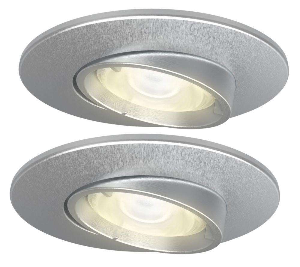 Image of 4lite Tilt Fire Rated LED Smart Downlight Brushed Chrome 5W 440lm 2 Pack 