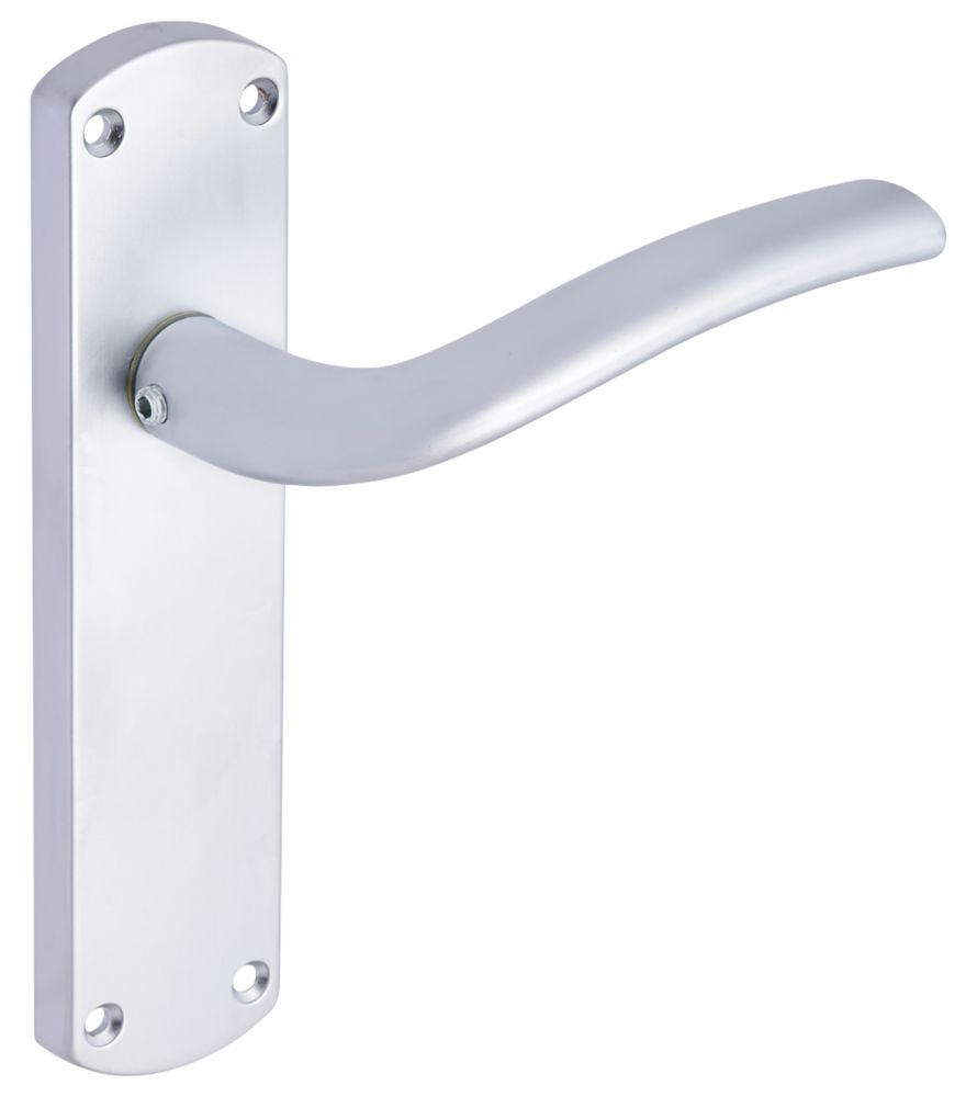 Image of Smith & Locke Corfe Fire Rated Latch Lever Door Handles Pair Satin Chrome 