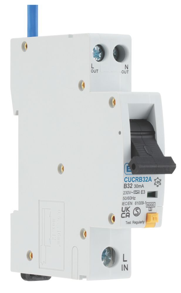 Image of British General Fortress 32A 30mA SP & N Type B Compact RCBO 