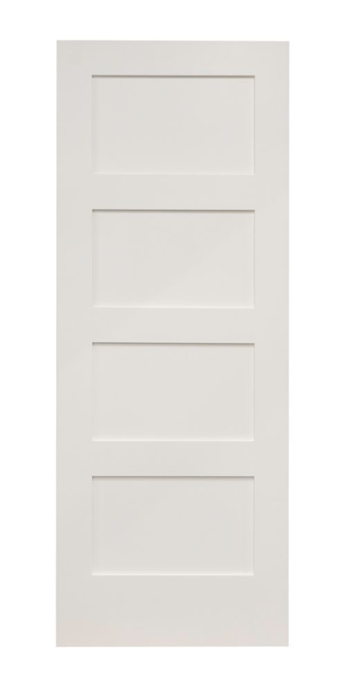 Image of Primed White Wooden 4-Panel Shaker Internal Door 1981mm x 610mm 