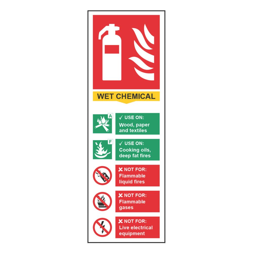 Image of Non Photoluminescent "Fire Extinguisher Wet Chemical" Sign 100mm x 300mm 
