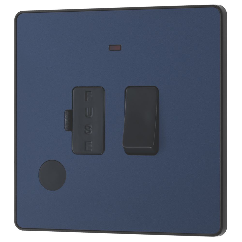 Image of British General Evolve 13A Switched Fused Spur with LED Blue with Black Inserts 